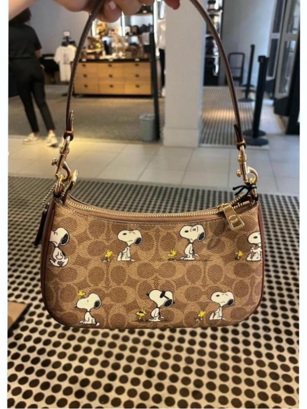 Coach X Peanuts Teri Shoulder Bag In Signature Canvas Snoopy Print CBJ88 NWT - Picture 2 of 5